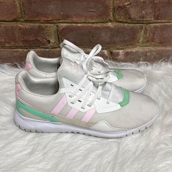 Adidas White Pink &Green Sneaker Size 7 - Picture 1 of 8